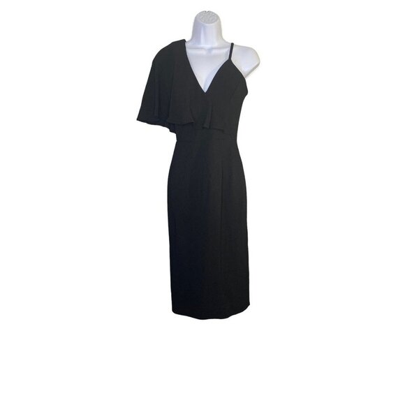 Dress The Population Womens Beth One Shoulder Deep V-neck Dress Black Size Small - Picture 2 of 9